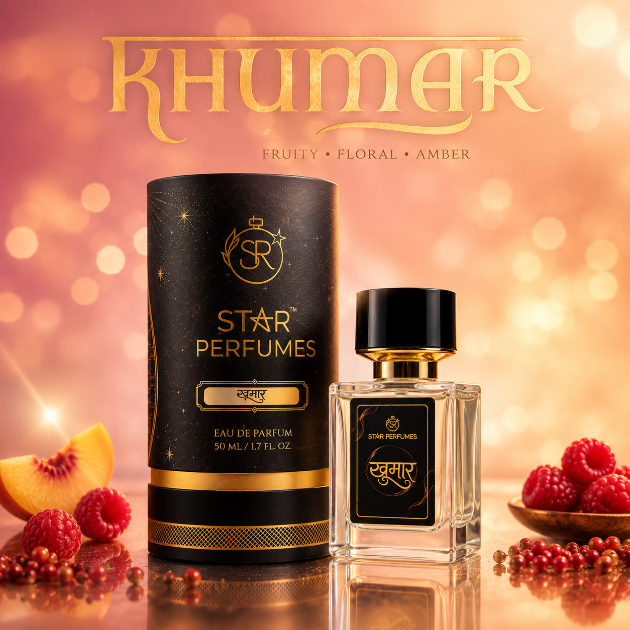 KHUMAR Eau De Parfum | Fruity Floral Amber Perfume | Long Lasting Unisex Fragrance | 50ml